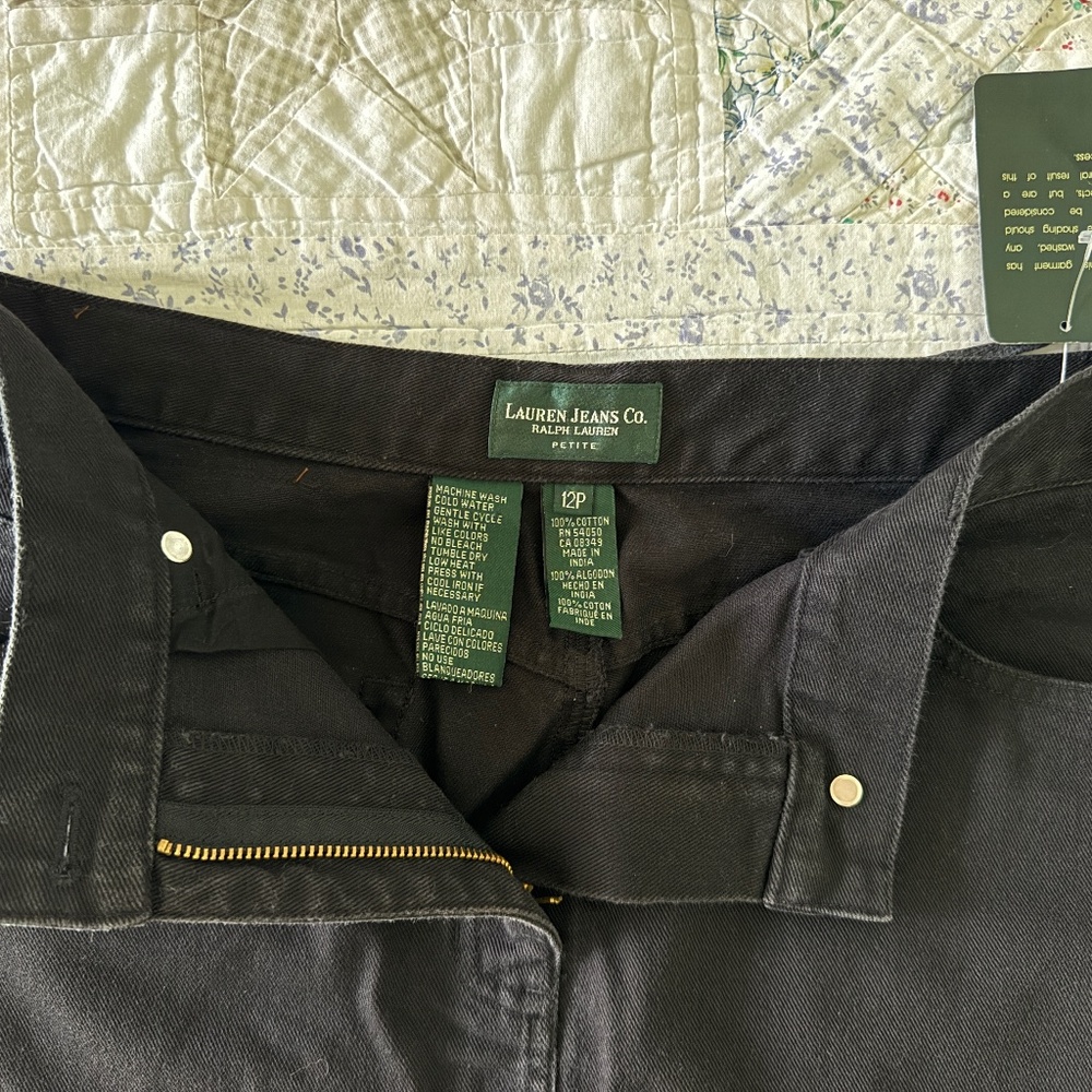 Vintage Ralph Lauren Black Denim Midi Skirt